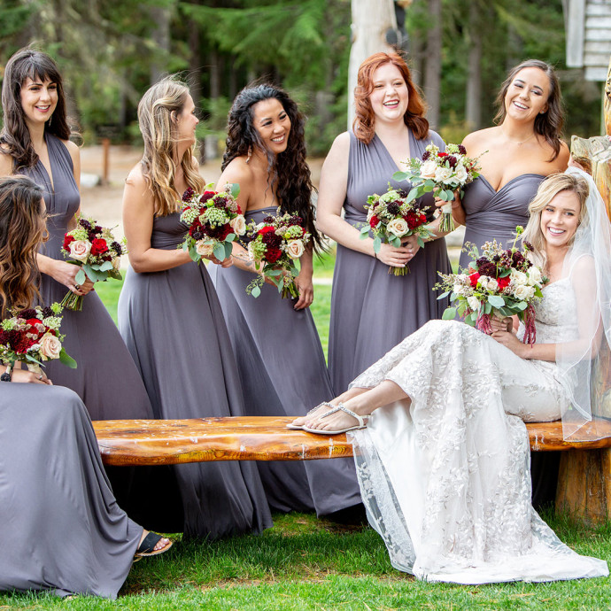 A bride with her bridesmaids