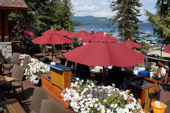 Dining outdoors on the Lodge deck
